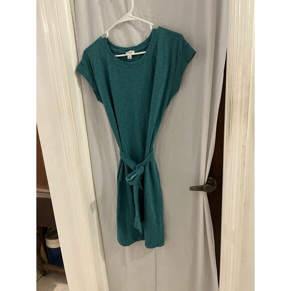 J Crew Factory Green Wrap Around Belted Shift Dress Sz M Beach Travel Resort - Picture 2 of 6